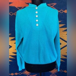 VTG Redhead Turquoise Button Too Chunky Sweater! Medium.